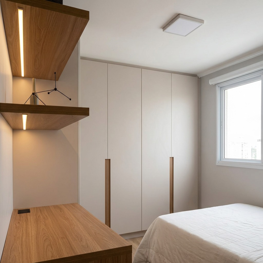 Guarda-roupa planejado de alto padrão com iluminação embutida — Curitiba